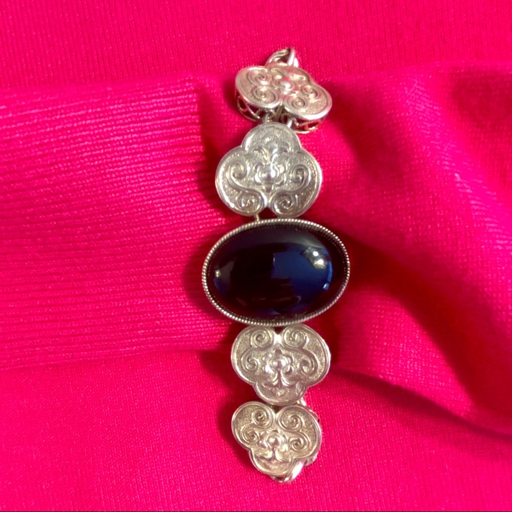 Sterling Silver Agate Statement Bracelet - image 6